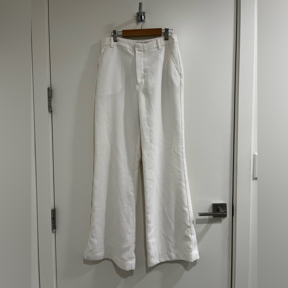 bebe White Wide-Leg Pants